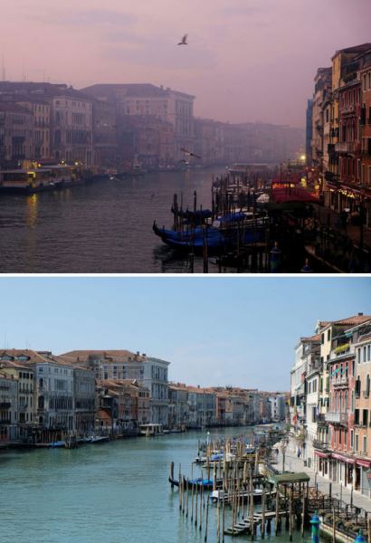 11 фотографий "до и после", демонстрирующих положительный эффект от карантина, снизившего уровень загрязнения воздуха
